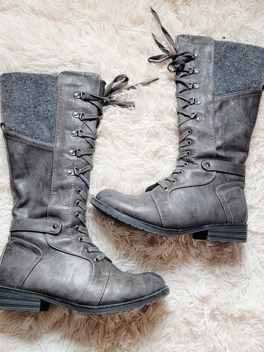 Patrizia Women's Tall Lace-Up Side-Zip Boots - Dark Gray